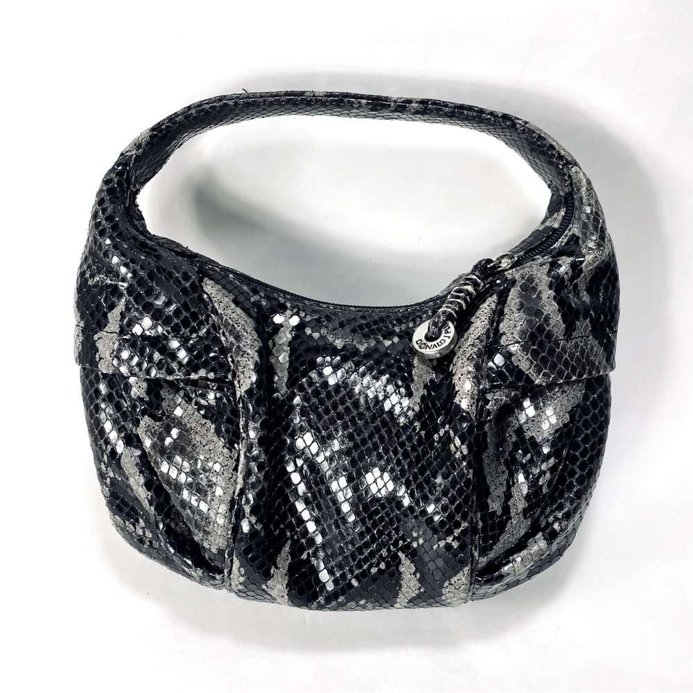 🎉LAST CALL🎉 Donald J Pliner Black Gray Reptile Print Purse Handled Clutch